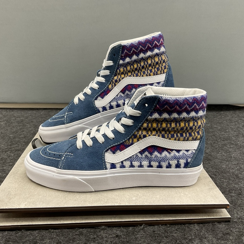 Vans Men's Sk8-Hi Blue Fair Isle Suede/Canvas Mens 6 Womens 7.5